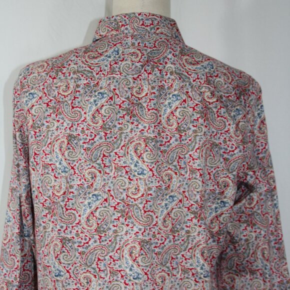 Chaps Women's No Iron  Multicolor 100 % Cotton Long Sleeve Button Shirt Size L - Picture 8 of 10